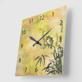 ヴィンテージ日本の鳥 スクエア壁時計 (傾斜)