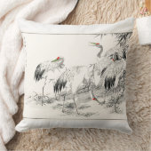 ヴィンテージ日本の鶴と竹 クッション (ブランケット)