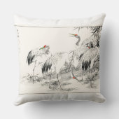 ヴィンテージ日本の鶴と竹 クッション (裏面)