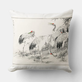 ヴィンテージ日本の鶴と竹 クッション