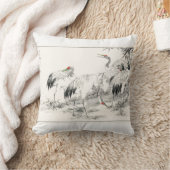 ヴィンテージ日本の鶴と竹 クッション (ブランケット)