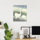 ヴィンテージ日本の3ハロン三日月下 ポスター (ホームオフィス)