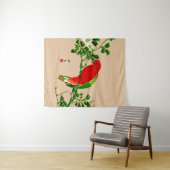 ヴィンテージ日本の（オウム、赤と緑） タペストリー (インサイチュ(横))