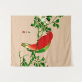 ヴィンテージ日本の（オウム、赤と緑） タペストリー (正面(横))