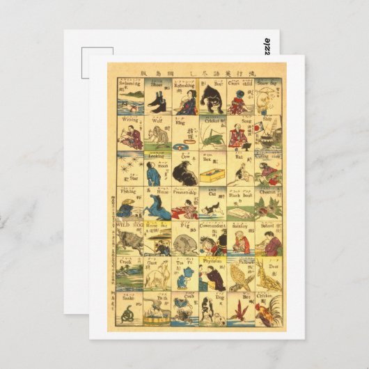 ヴィンテージ日本の – 英語翻訳グラフ ポストカード (正面/裏面)