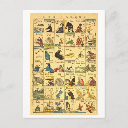 ヴィンテージ日本の – 英語翻訳グラフ ポストカード (正面)