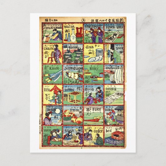 ヴィンテージ日本の – 英語翻訳グラフ ポストカード (正面)