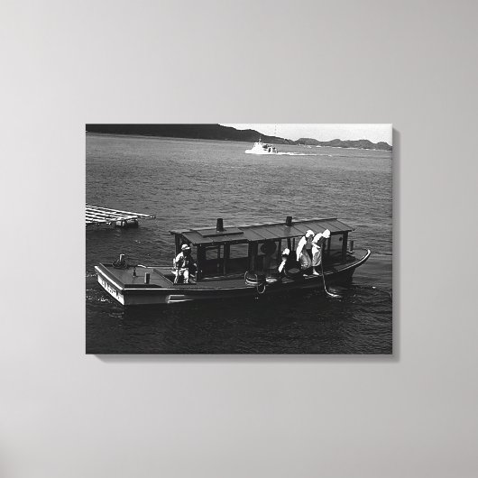 ヴィンテージ日本三木本アイランドパールダイバーボート キャンバスプリント (正面)