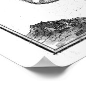 ヴィンテージ日本地図（1752年） BW ポスター (角)