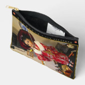 ヴィンテージ日本小型旅行化粧品バッグ アクセサリーポーチ (見開き)