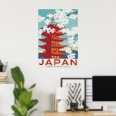 ヴィンテージ日本旅行ポスター印刷 宝塔 桜 ポスター (ホームオフィス)