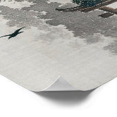 ヴィンテージ日本松の森の鳥居レトロ ポスター (角)