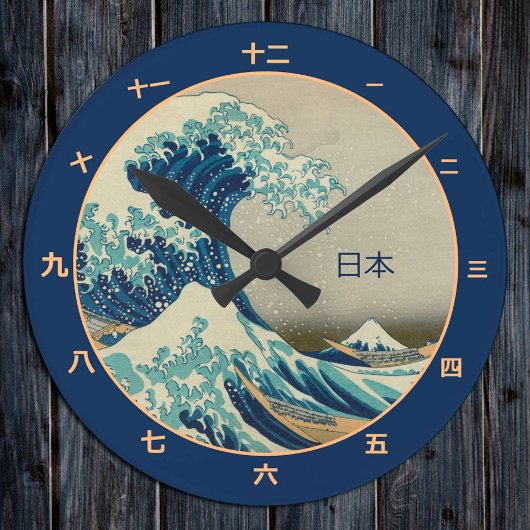 ヴィンテージ日本素晴らし神奈川漢字時計の波 ラウンド壁時計