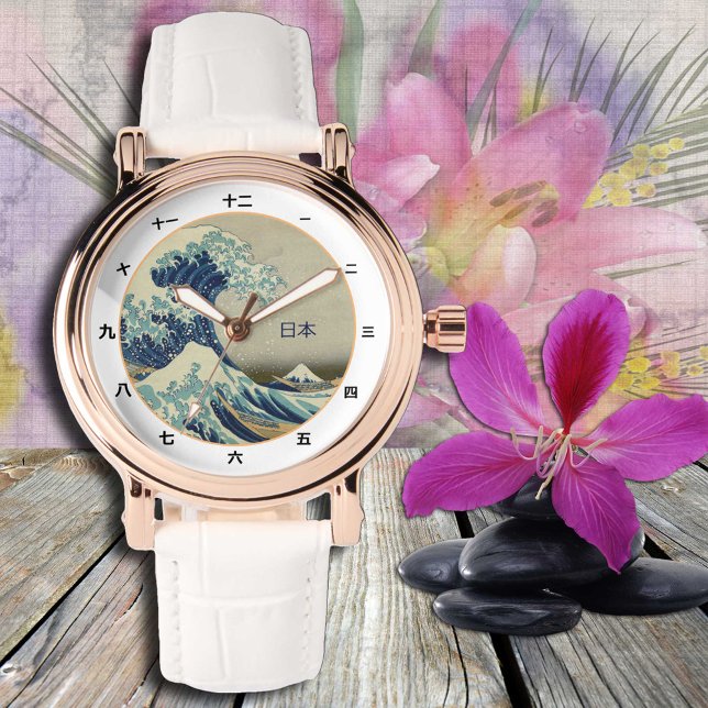 ヴィンテージ日本素晴らし神奈川漢字時計の波 腕時計 (クリエイターアップロード済み)