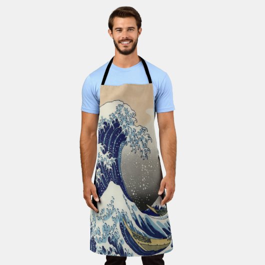 ヴィンテージ日本美術海景観素晴らし波 エプロン (着用した状態)