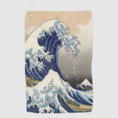 ヴィンテージ日本美術海景観素晴らし波 ゴルフタオル (正面)
