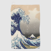 ヴィンテージ日本美術海景観素晴らし波 ゴルフタオル (正面)