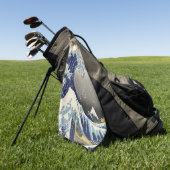 ヴィンテージ日本美術海景観素晴らし波 ゴルフタオル (グリーン)