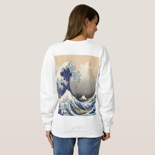 ヴィンテージ日本美術海景観素晴らし波 スウェットシャツ (裏面フル)