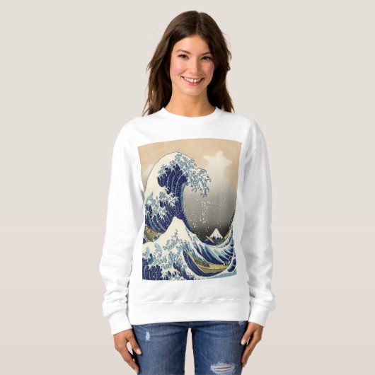 ヴィンテージ日本美術海景観素晴らし波 スウェットシャツ (正面フル)