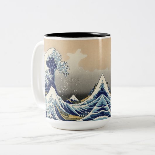ヴィンテージ日本美術海景観素晴らし波 ツートーンマグカップ (正面左)