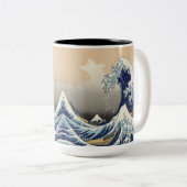 ヴィンテージ日本美術海景観素晴らし波 ツートーンマグカップ (正面右)