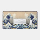 ヴィンテージ日本美術海景観素晴らし波 デスクマット (キーボード&マウス)