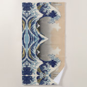 ヴィンテージ日本美術海景観素晴らし波 ビーチタオル (正面)