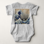 ヴィンテージ日本美術海景観素晴らし波 ベビーボディスーツ (裏面)