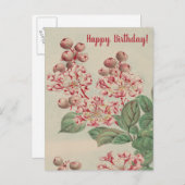 ヴィンテージ日本美術 桜の花の誕生日 ポストカード (正面/裏面)