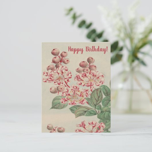 ヴィンテージ日本美術 桜の花の誕生日 ポストカード (スタンド正面)