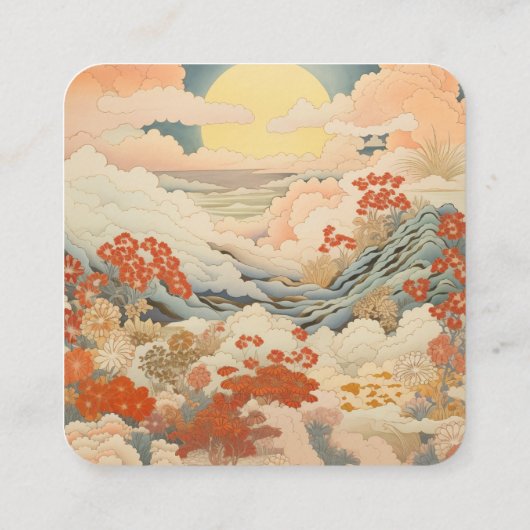 ヴィンテージ日本芸術結婚式の出席依頼 エンクロージャーカード (裏面)