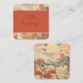 ヴィンテージ日本芸術結婚式の出席依頼 エンクロージャーカード (正面/裏面)