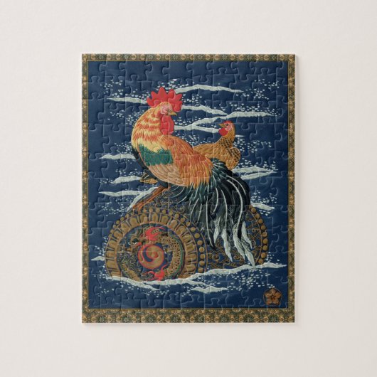 ヴィンテージ日本鶏龍アート ジグソーパズル (縦)