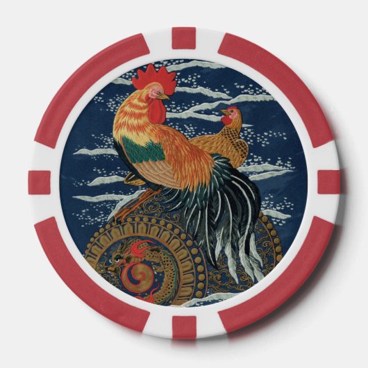 ヴィンテージ日本鶏龍アート ポーカーチップ (正面)