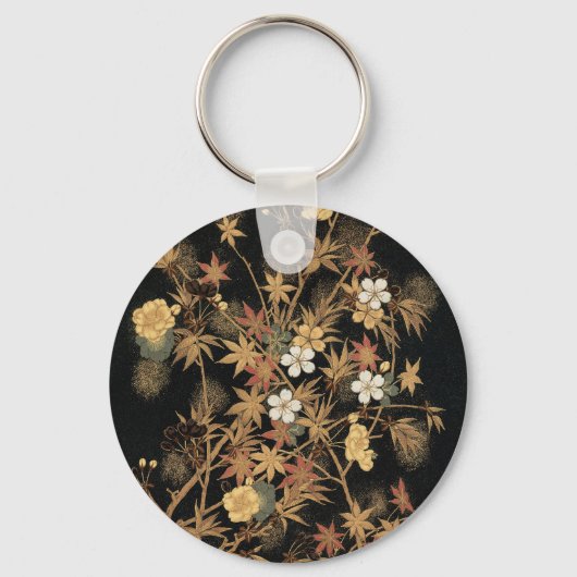 ヴィンテージ日本黒金秋花芸術 キーホルダー (正面)