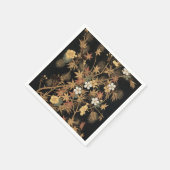 ヴィンテージ日本黒金秋花芸術 スタンダードカクテルナプキン (角)