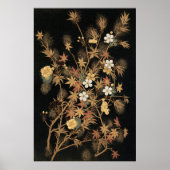 ヴィンテージ日本黒金秋花芸術 ポスター (正面)