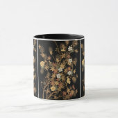 ヴィンテージ日本黒金秋花芸術 マグカップ (中央)