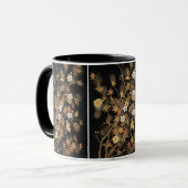 ヴィンテージ日本黒金秋花芸術 マグカップ (正面左)