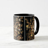 ヴィンテージ日本黒金秋花芸術 マグカップ (正面右)