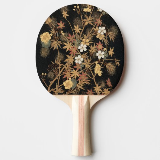 ヴィンテージ日本黒金秋花芸術 卓球ラケット (正面)
