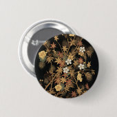 ヴィンテージ日本黒金秋花芸術 缶バッジ (正面&裏面)