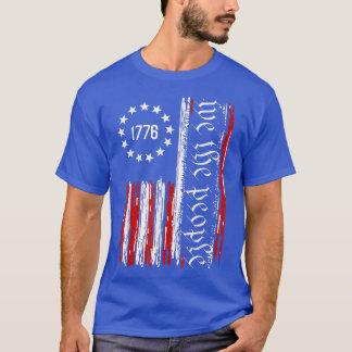 ヴィンテージ旧アメリカ国旗の愛国的1776我々はペ Tシャツ