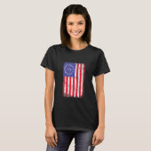 ヴィンテージ旧アメリカ国旗の愛国的1776我々はペ Tシャツ (正面フル)