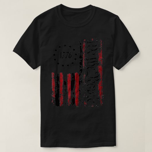 ヴィンテージ旧アメリカ国旗の愛国的1776我々はペ Tシャツ (デザイン正面)