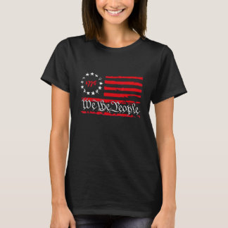 ヴィンテージ旧アメリカ国旗の愛国的1776我々はペ Tシャツ