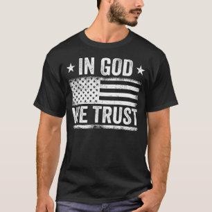 ヴィンテージ旧アメリカ国旗In神We信頼レトロCh Tシャツ