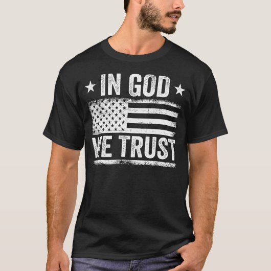 ヴィンテージ旧アメリカ国旗In神We信頼レトロCh Tシャツ (正面)