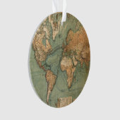 ヴィンテージ旧アンティークの世界地図 オーナメント (正面)